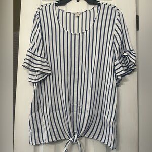 Striped Blue and White Women's Top